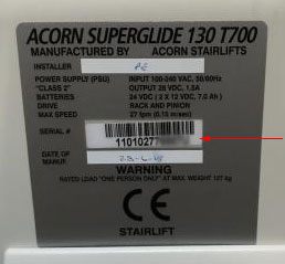 example stairlift serial number