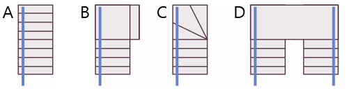 Line drawings of straight stairlift staircases